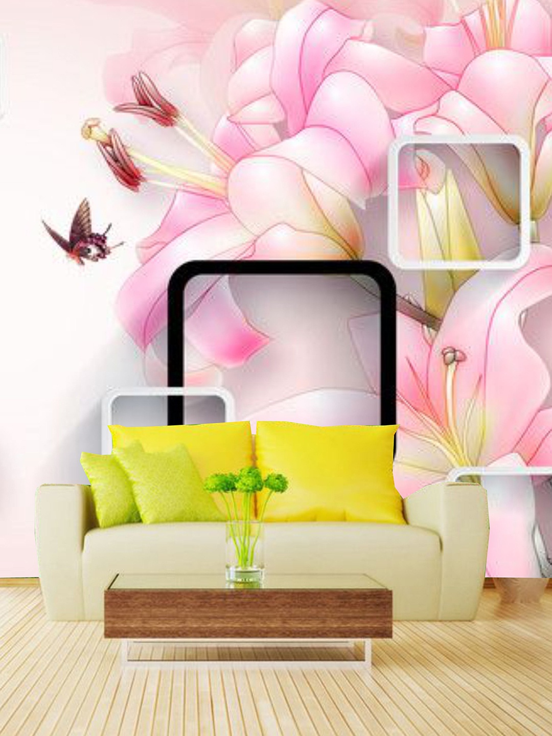 

KSHIRSA Pink Floral Self Adhesive Removable Waterproof Wallpaper