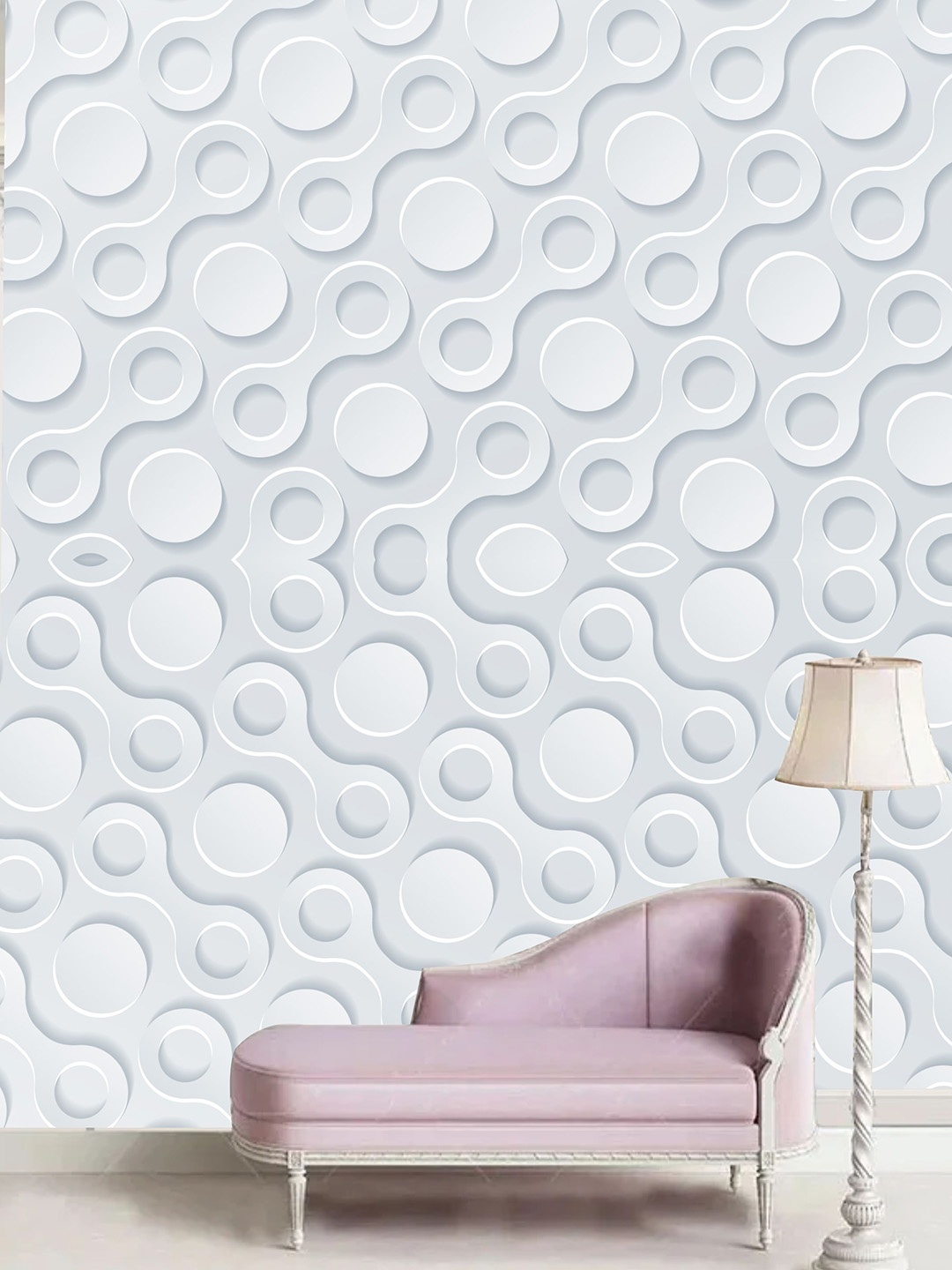 

KSHIRSA White Abstract Self Adhesive Removable Waterproof Wallpaper