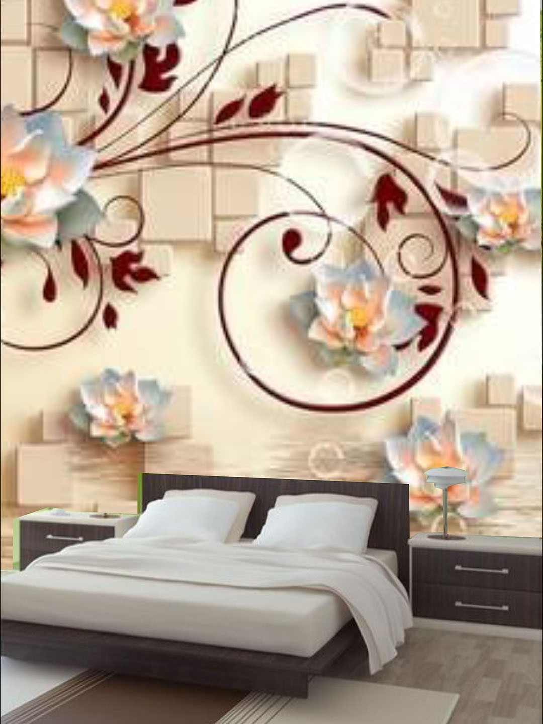 

KSHIRSA Beige Brown Floral Self Adhesive Removable Waterproof Wallpaper