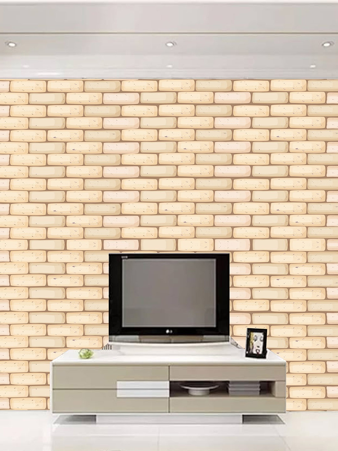 

KSHIRSA Beige Brick Printed Self Adhesive Removable Waterproof Wallpaper