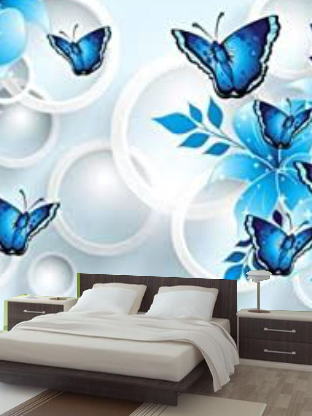 

KSHIRSA White Blue Floral and Botanical Self Adhesive Removable Waterproof Wallpaper