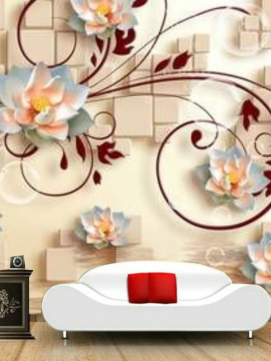 

KSHIRSA Beige Brown Floral Self Adhesive Removable Waterproof Wallpaper