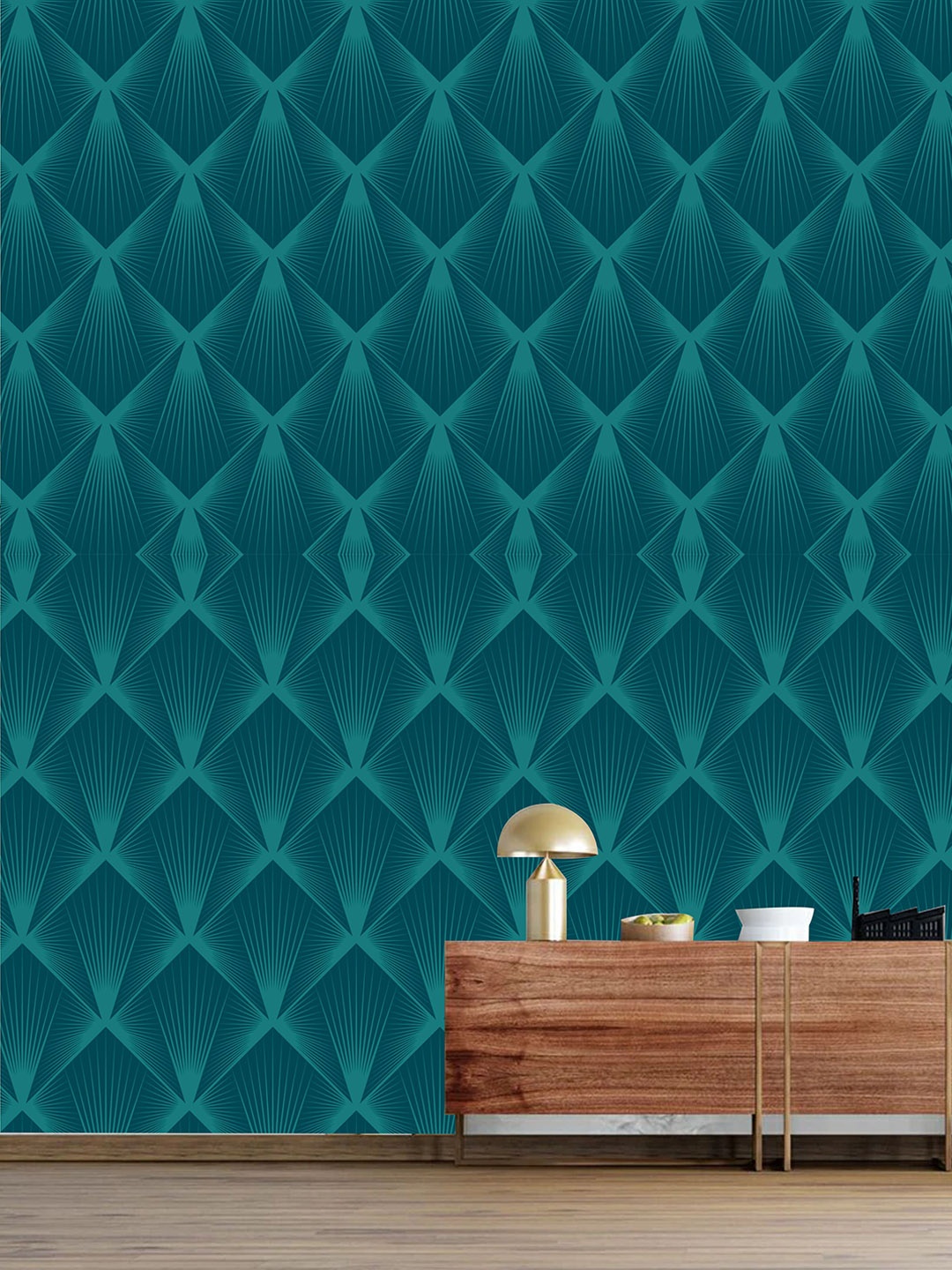 

KSHIRSA Green & Black Geometric Printed Self Adhesive Removable Waterproof Wallpaper