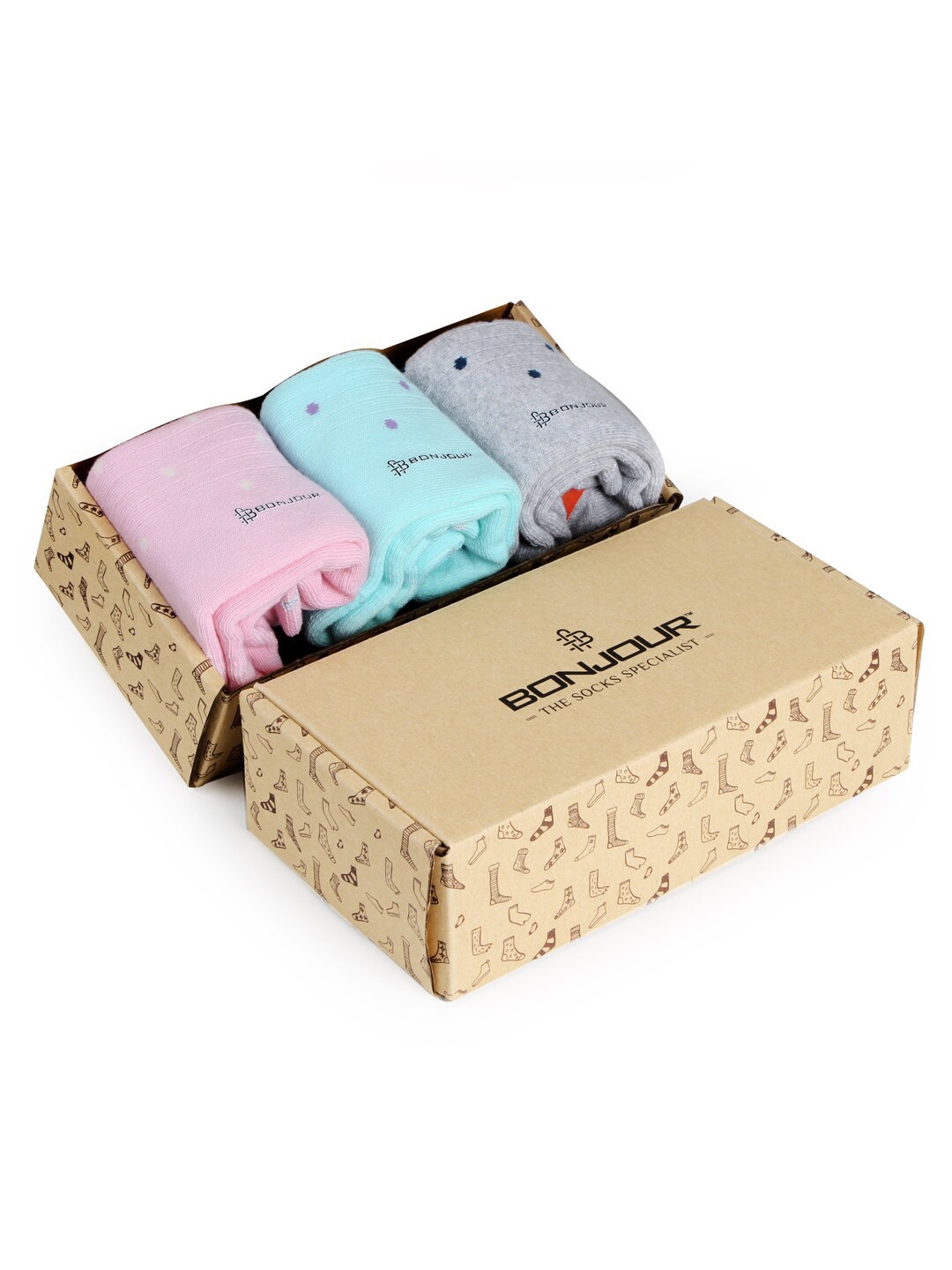 

Bonjour Women Pack Of 3 Assorted Patterned Breathable Ankle Length Socks