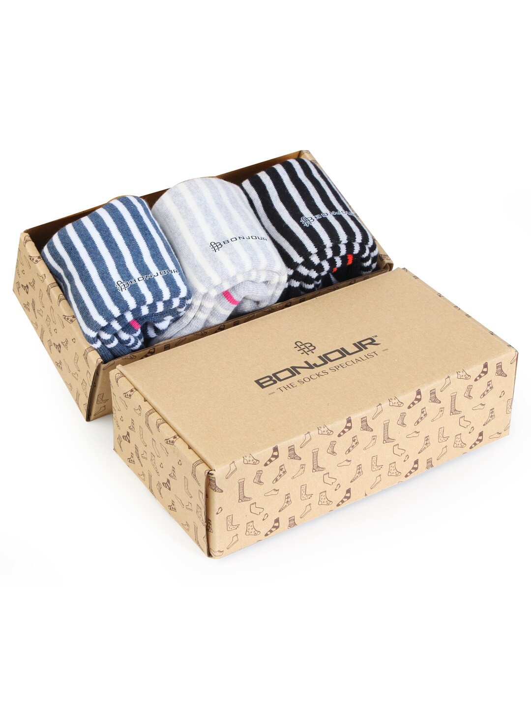 

Bonjour Pack Of 3 Assorted Ankle Length Socks