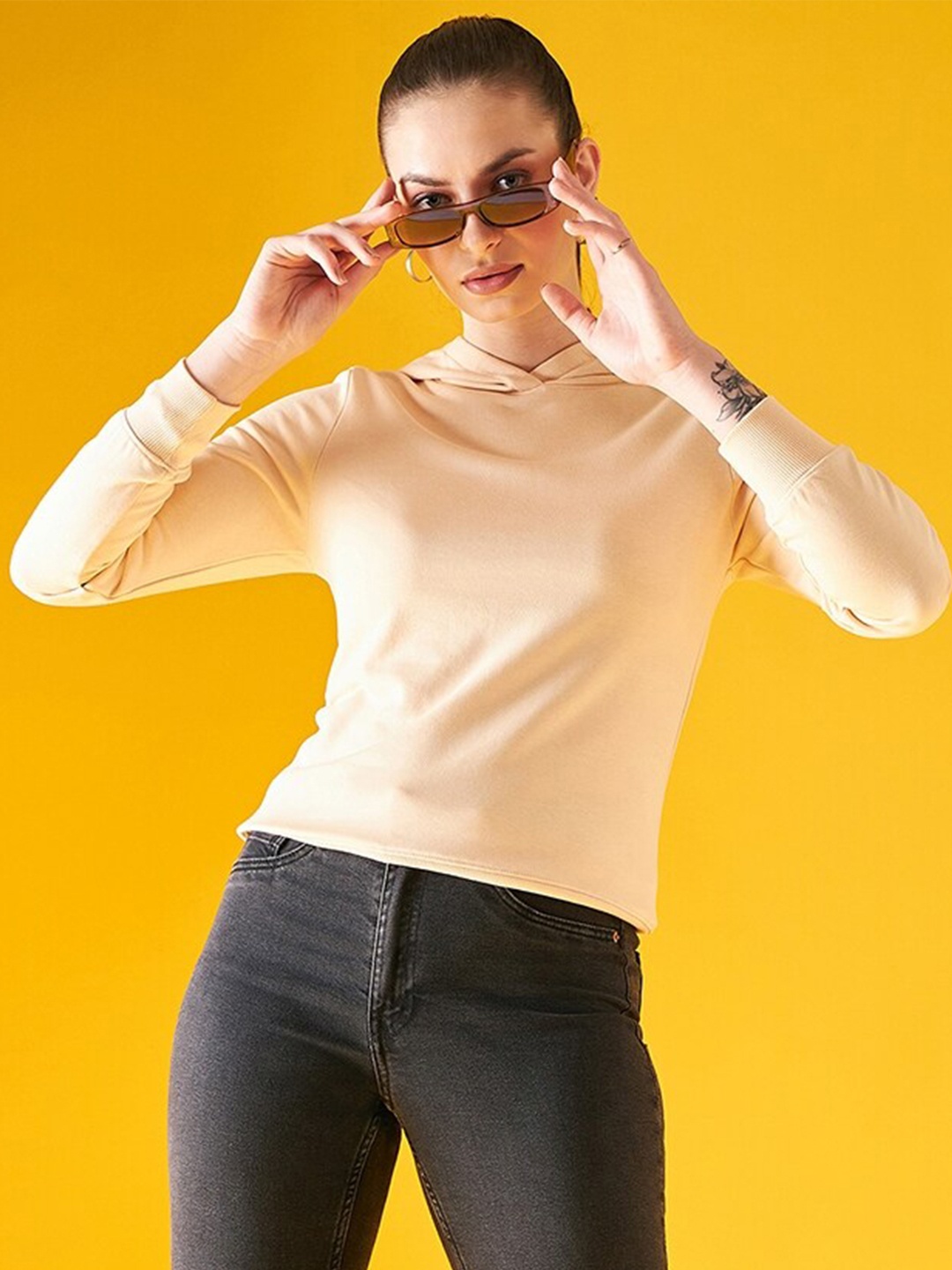 

98 Degree North Hooded Cotton Pullover Sweatshirt, Peach