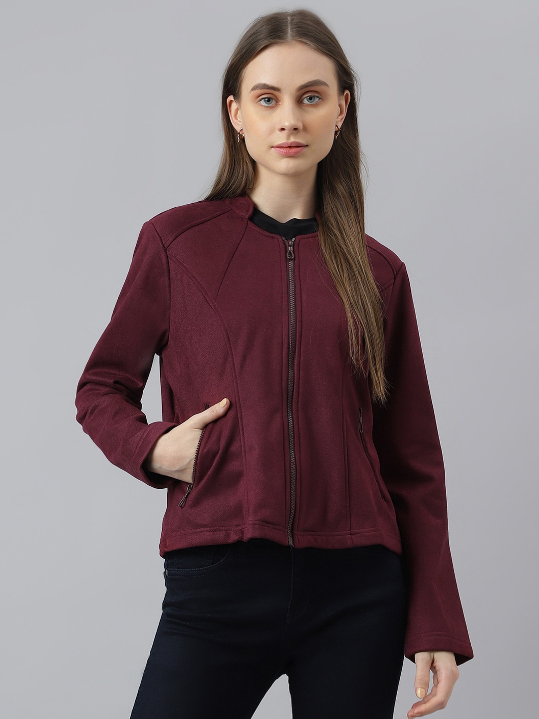 

Latin Quarters Mandarin Collar Tailored Jacket, Maroon