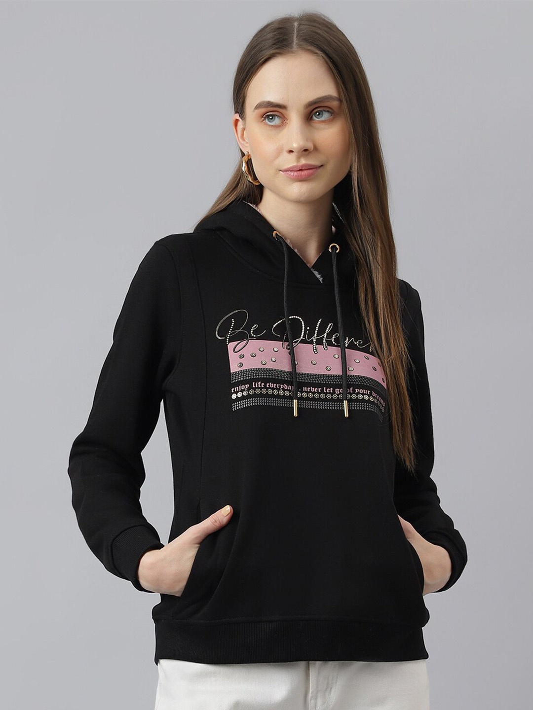 

Latin Quarters Typographic Printed Hooded Sweatshirt, Black