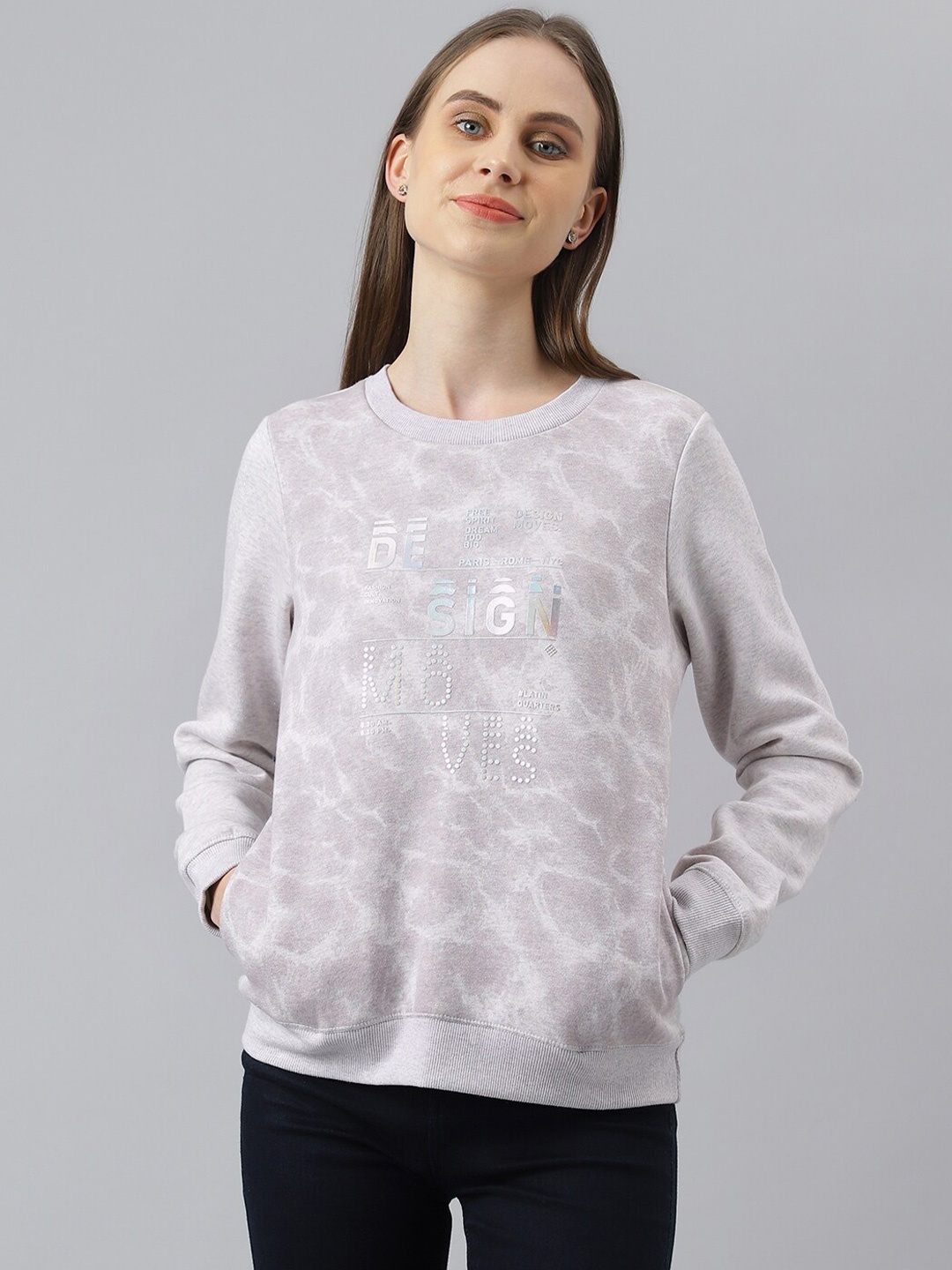 

Latin Quarters Abstract Printed Round Neck Pullover Sweatshirt, Lavender