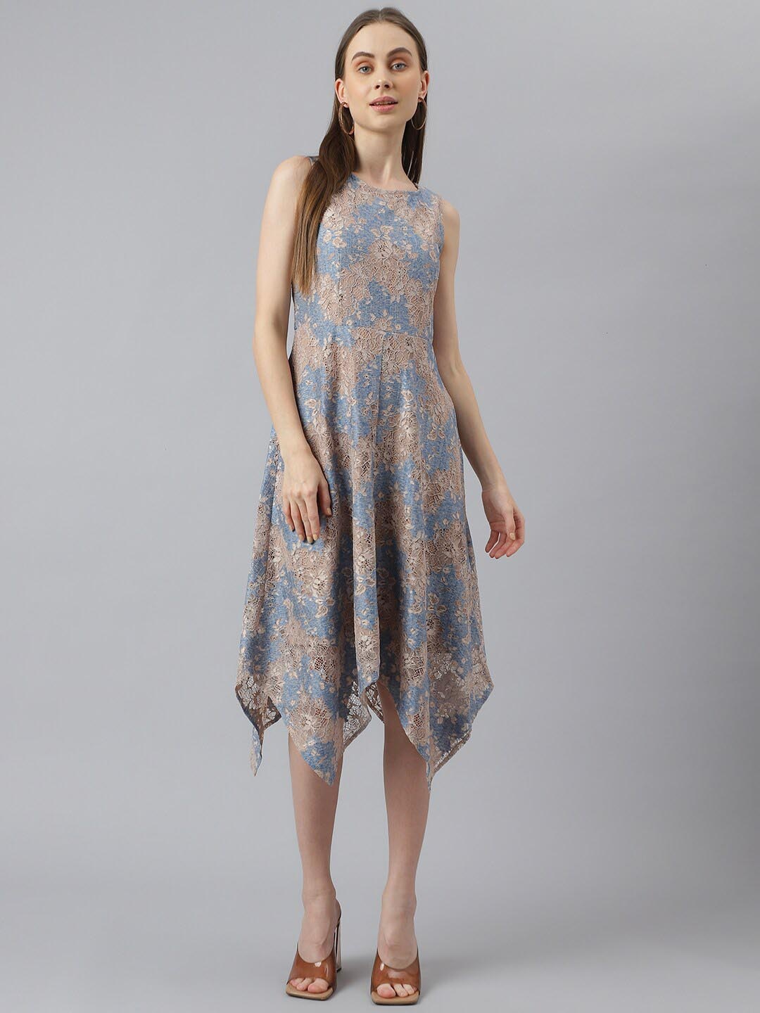

Latin Quarters Self Design Fit & Flare Midi Dress, Blue