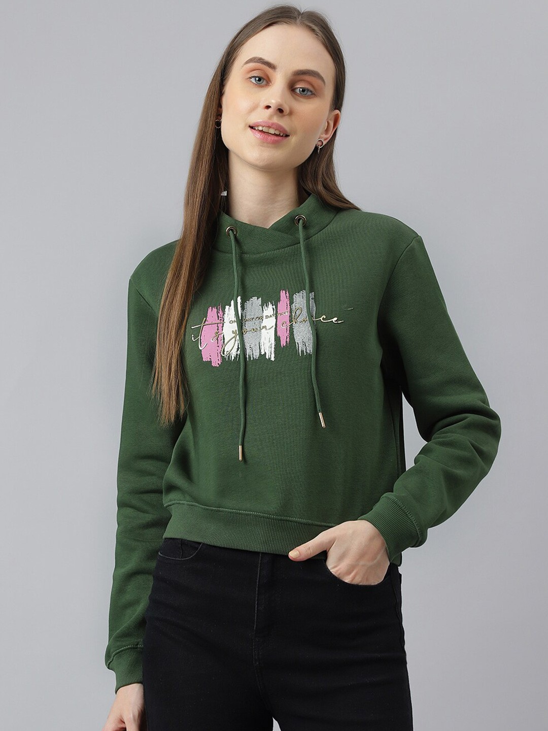 

Latin Quarters Typography Printed Hooded Sweatshirt, Olive
