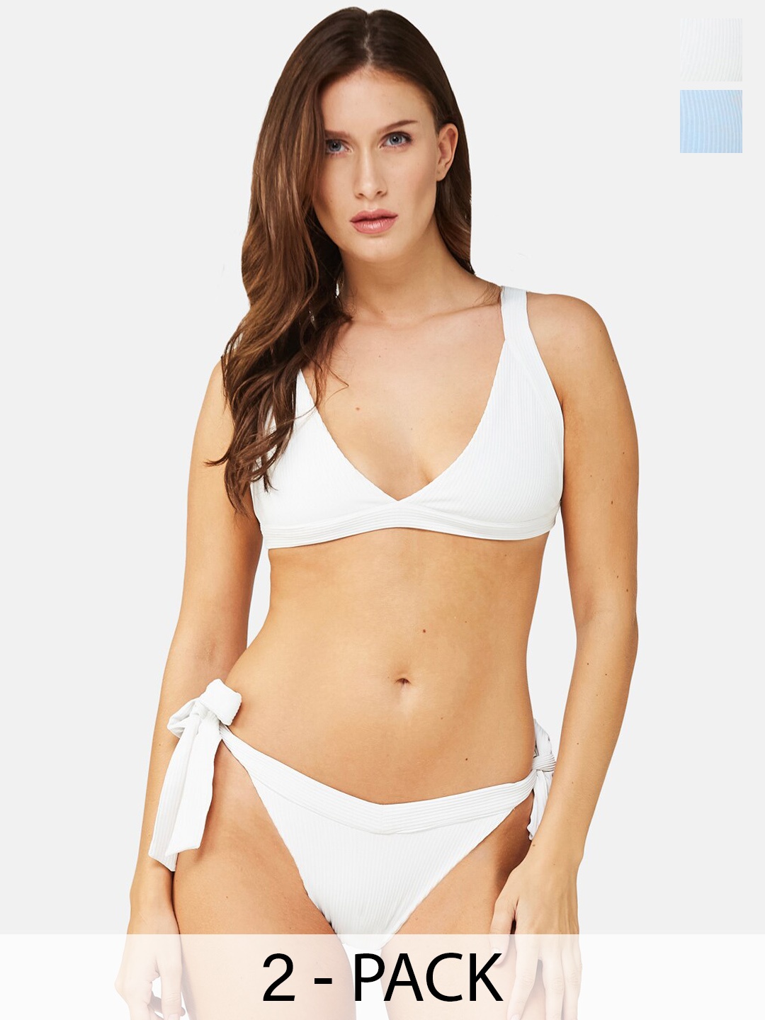 

SECRETS BY ZEROKAATA Pack Of 2 Ribbed Beach Wear Bikini Sets, Assorted