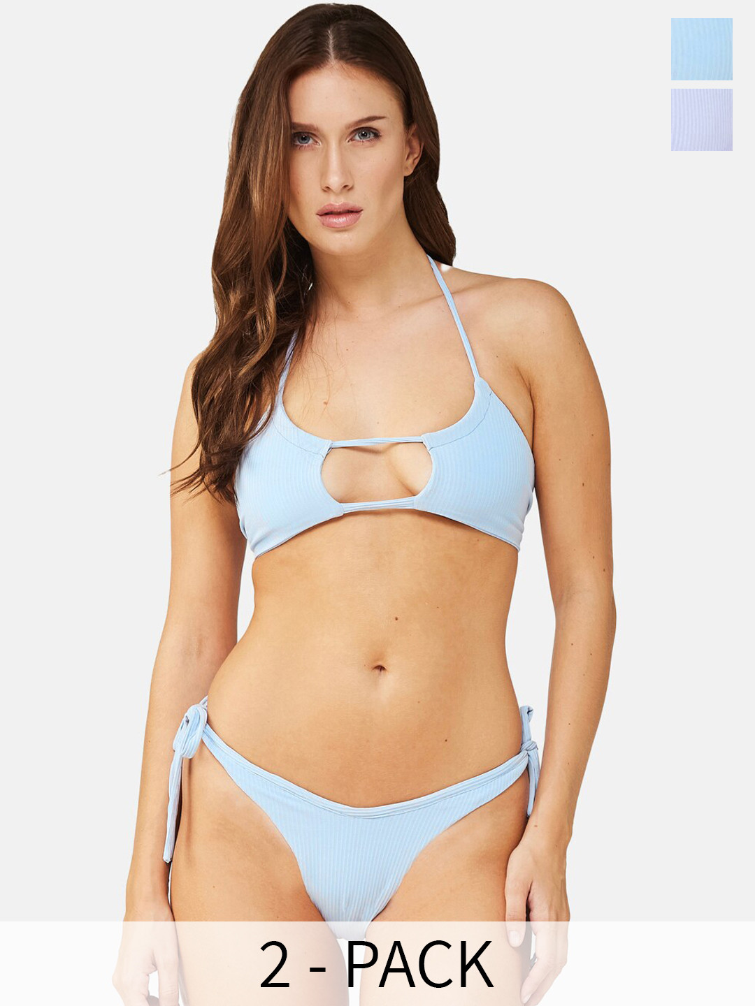 

SECRETS BY ZEROKAATA Pack Of 2 Ribbed Beach Wear Bikini Sets, Assorted