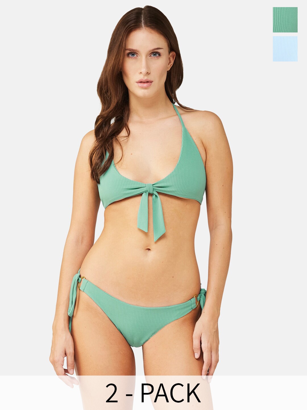 

SECRETS BY ZEROKAATA Pack Of 2 Ribbed Beach Wear Bikini Sets, Assorted