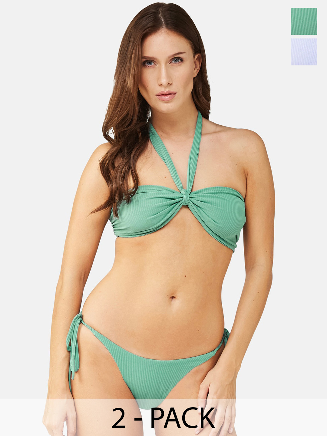 

SECRETS BY ZEROKAATA Pack Of 2 Assorted Ribbed Stretchable Beach Wear Bikini Sets