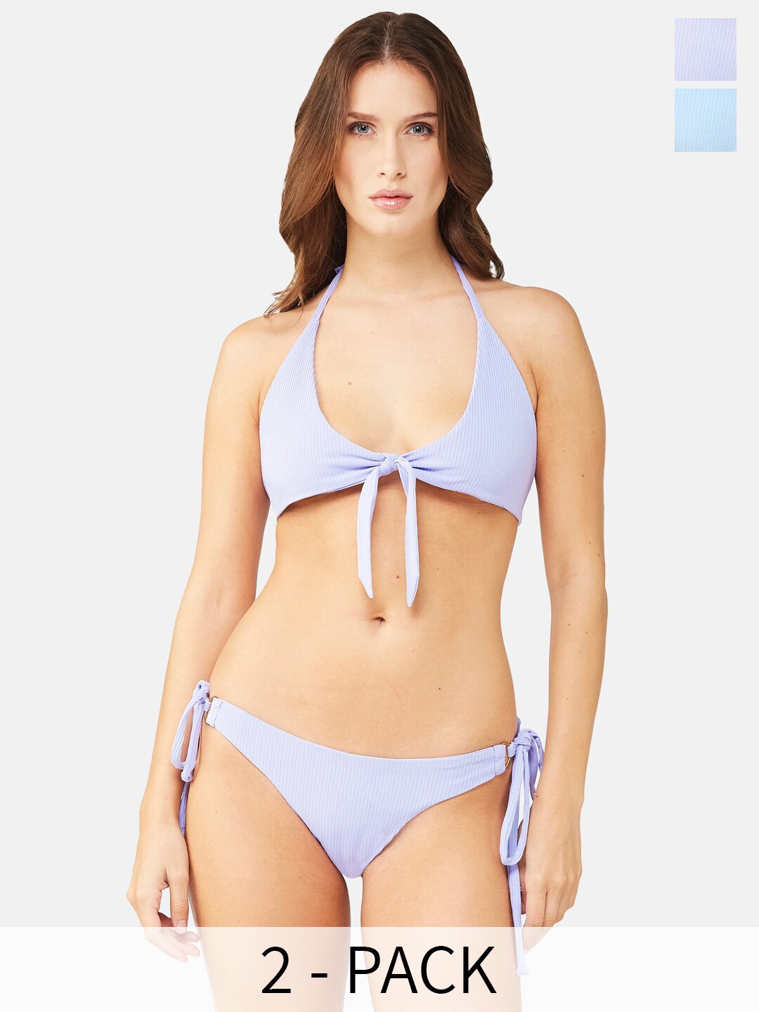 

SECRETS BY ZEROKAATA Pack Of 2 Assorted Ribbed Stretchable Beach Wear Bikini Sets