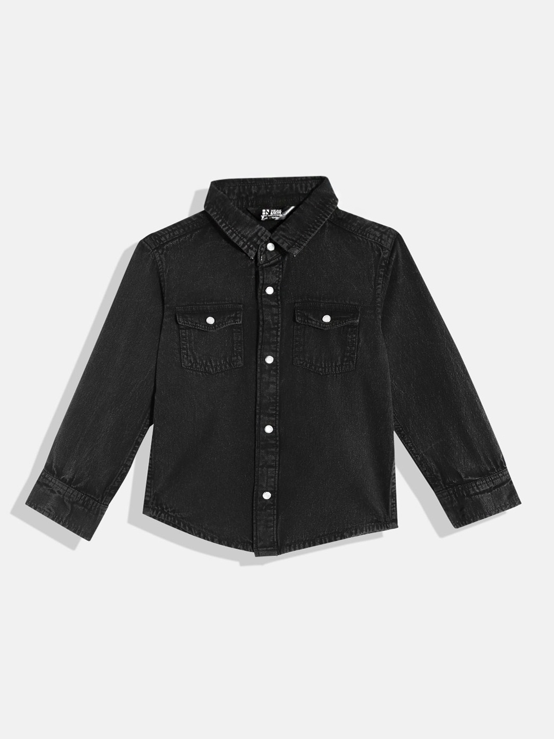 

HERE&NOW Boys Denim Casual Shirt, Black