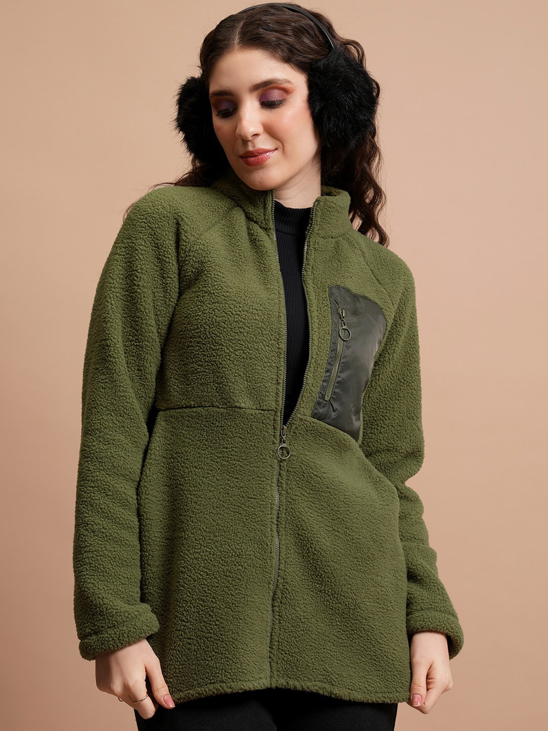 

Tokyo Talkies Green Longline Bomber Jacket