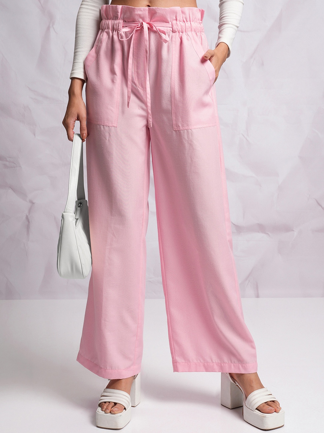 

Tokyo Talkies Women Rose Flared High-Rise Parallel Trousers