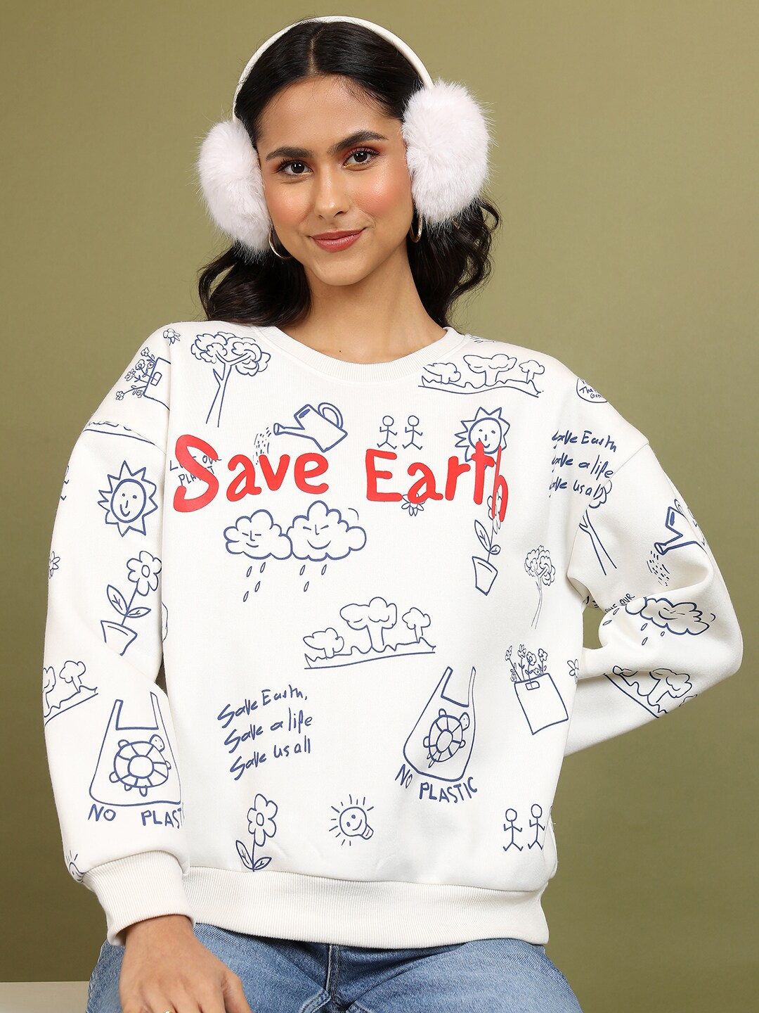 

Tokyo Talkies Off White Typography Printed Oversized Sweatshirt