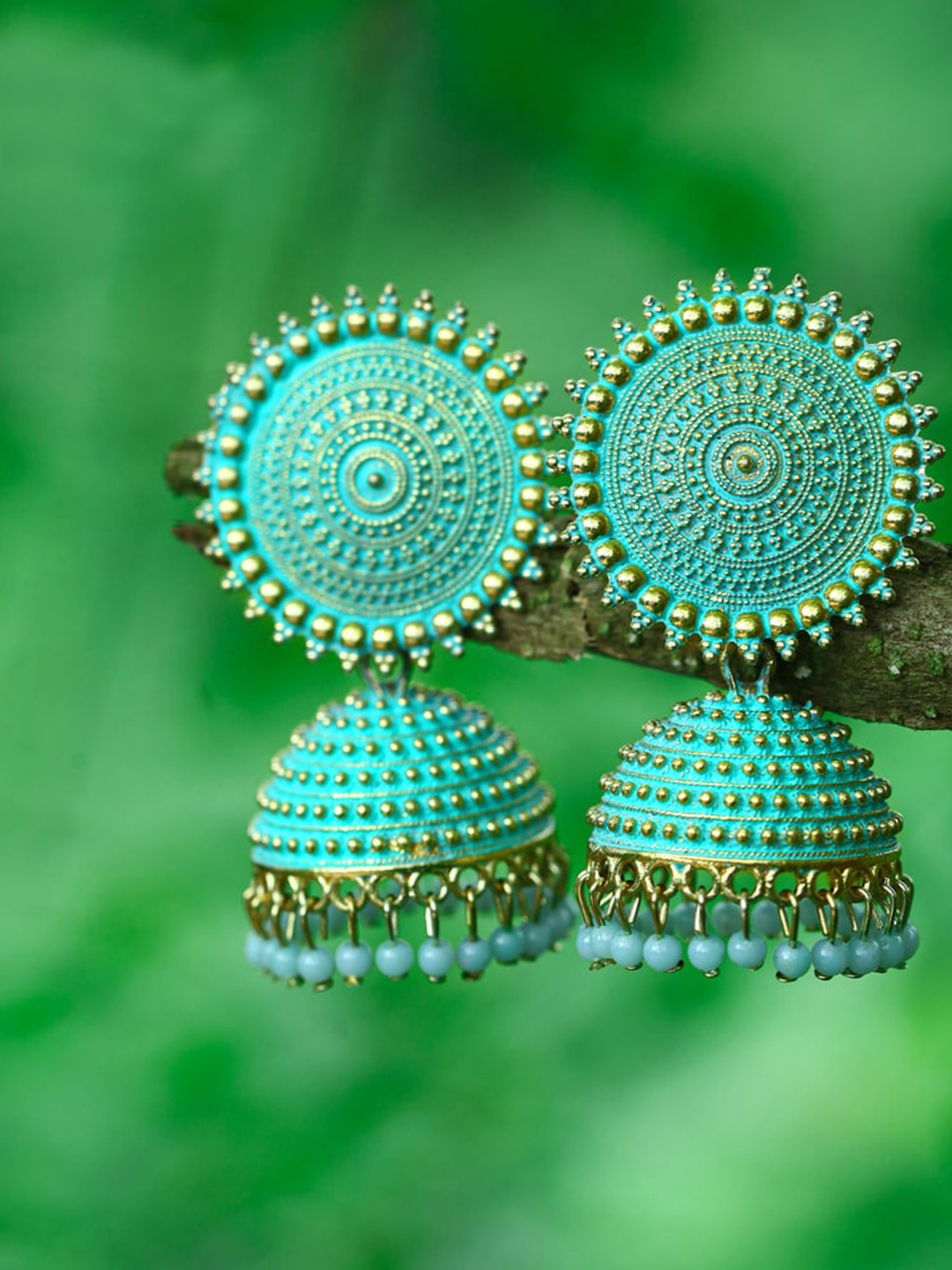 

MEENAZ Gold Plated American Diamond Studded Classic Jhumkas
