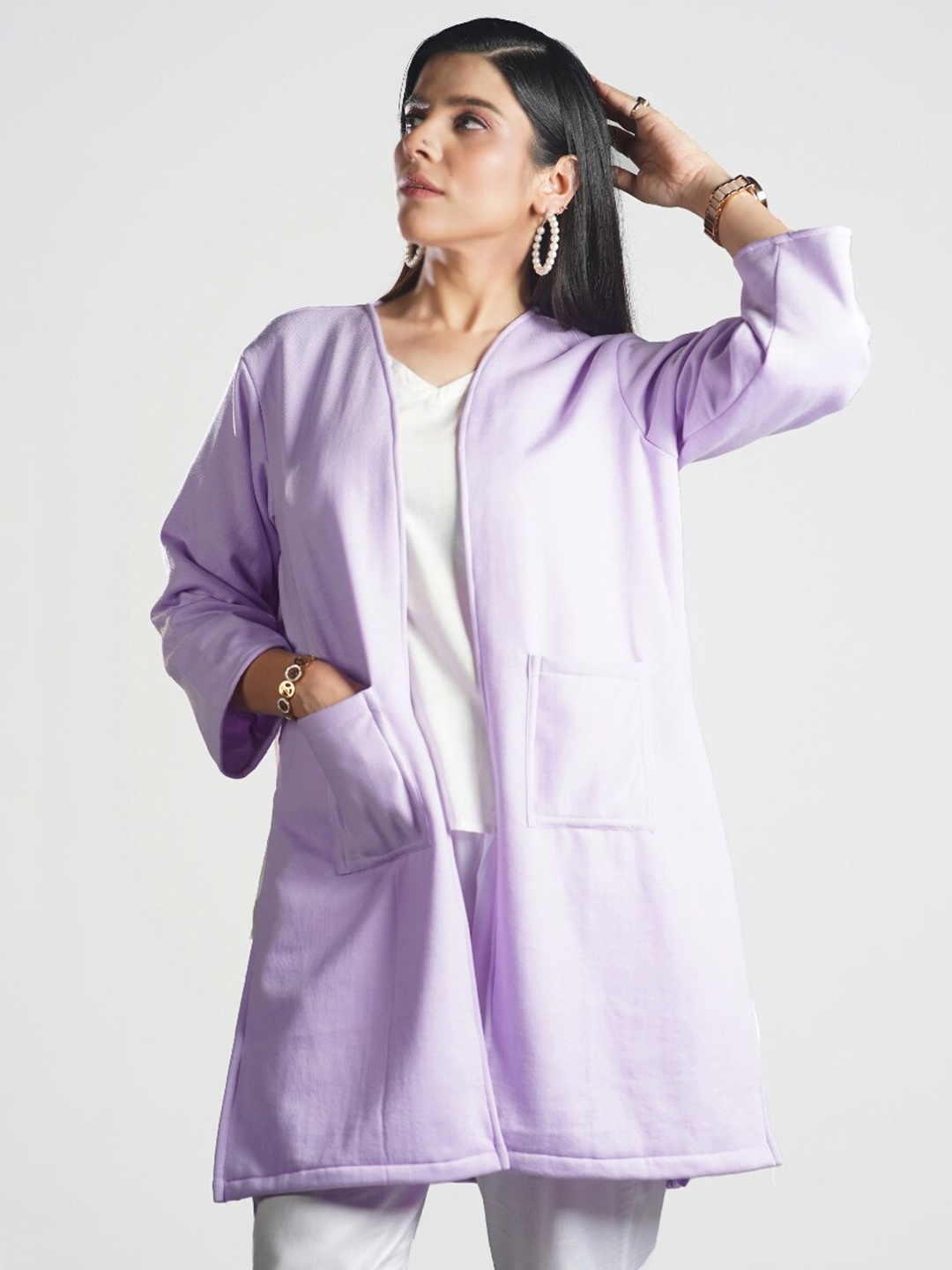 

LetsDressUp Longline Open Front Shrug, Lavender
