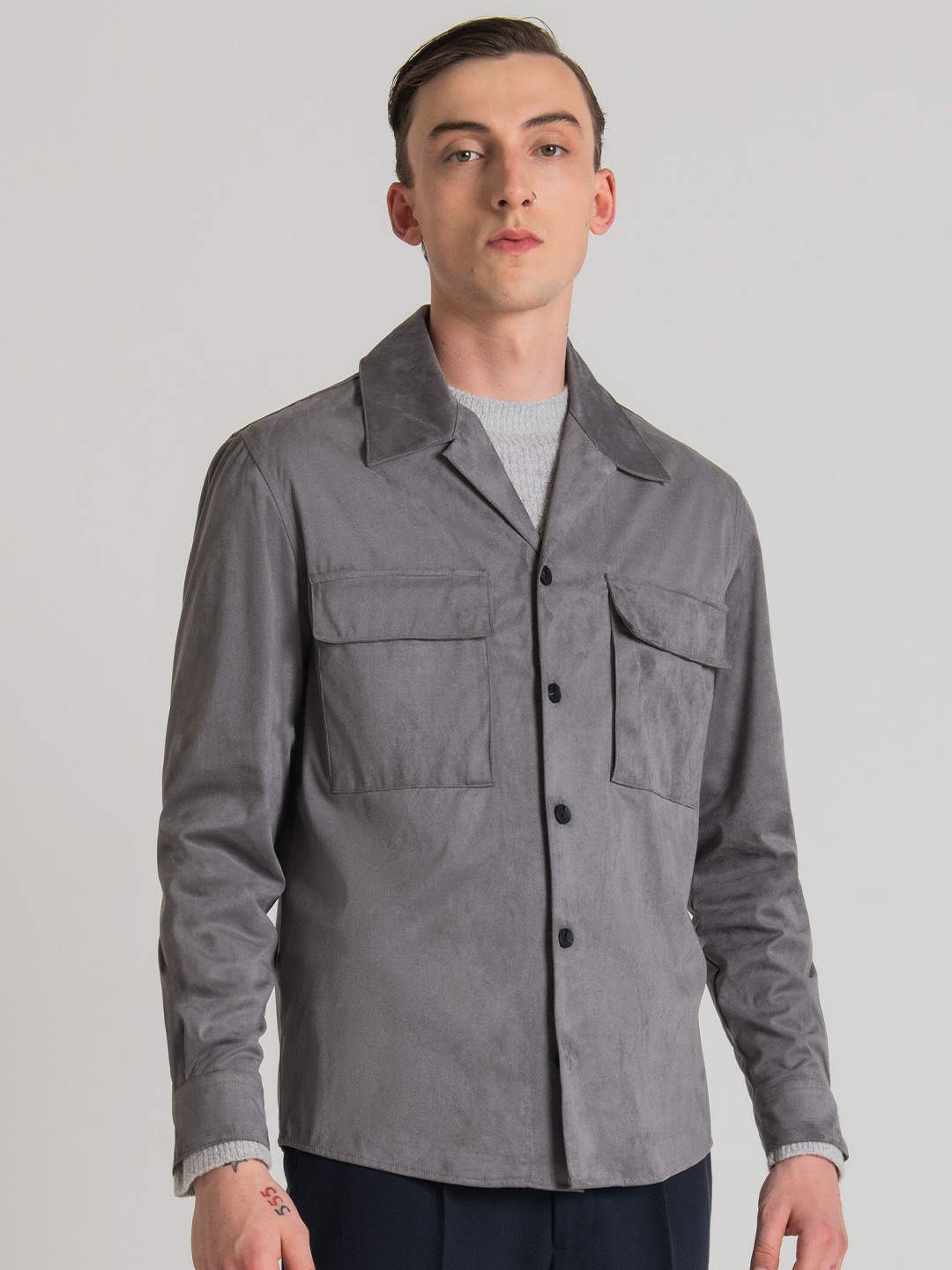 

Antony Morato Cuban Collar Regular Fit Casual Shirt, Grey