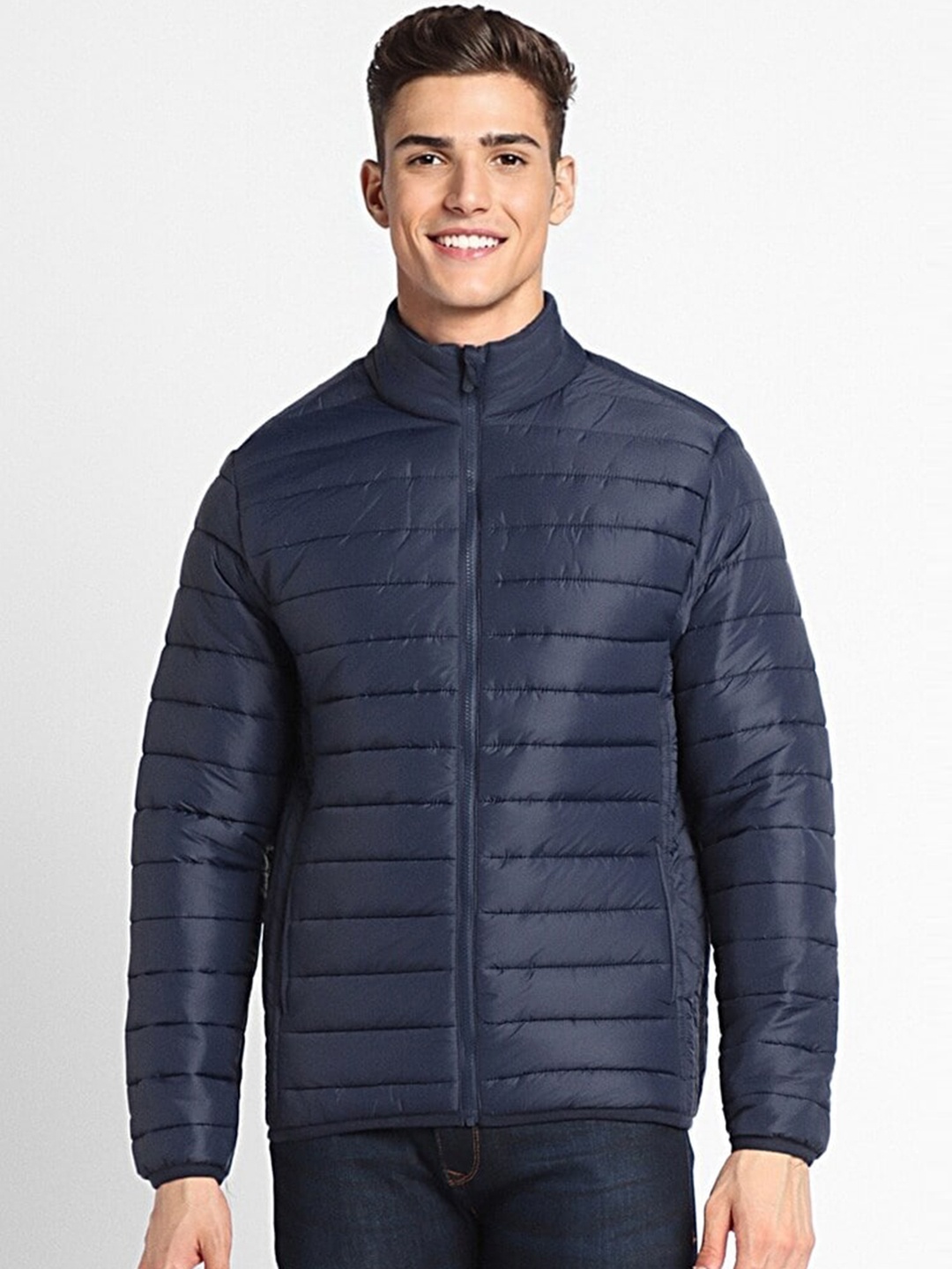 

FOREVER 21 Mock Collar Puffer Jacket, Navy blue