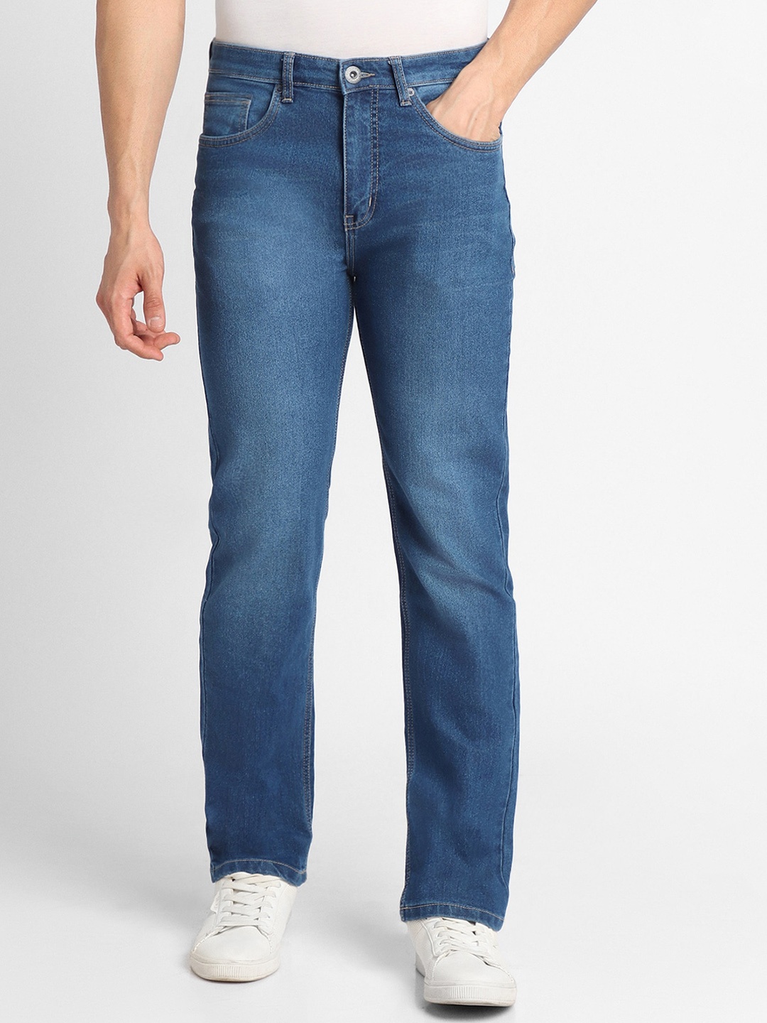 

FOREVER 21 Men Blue Slim Fit Mid-Rise Clean Look Stretchable Jeans