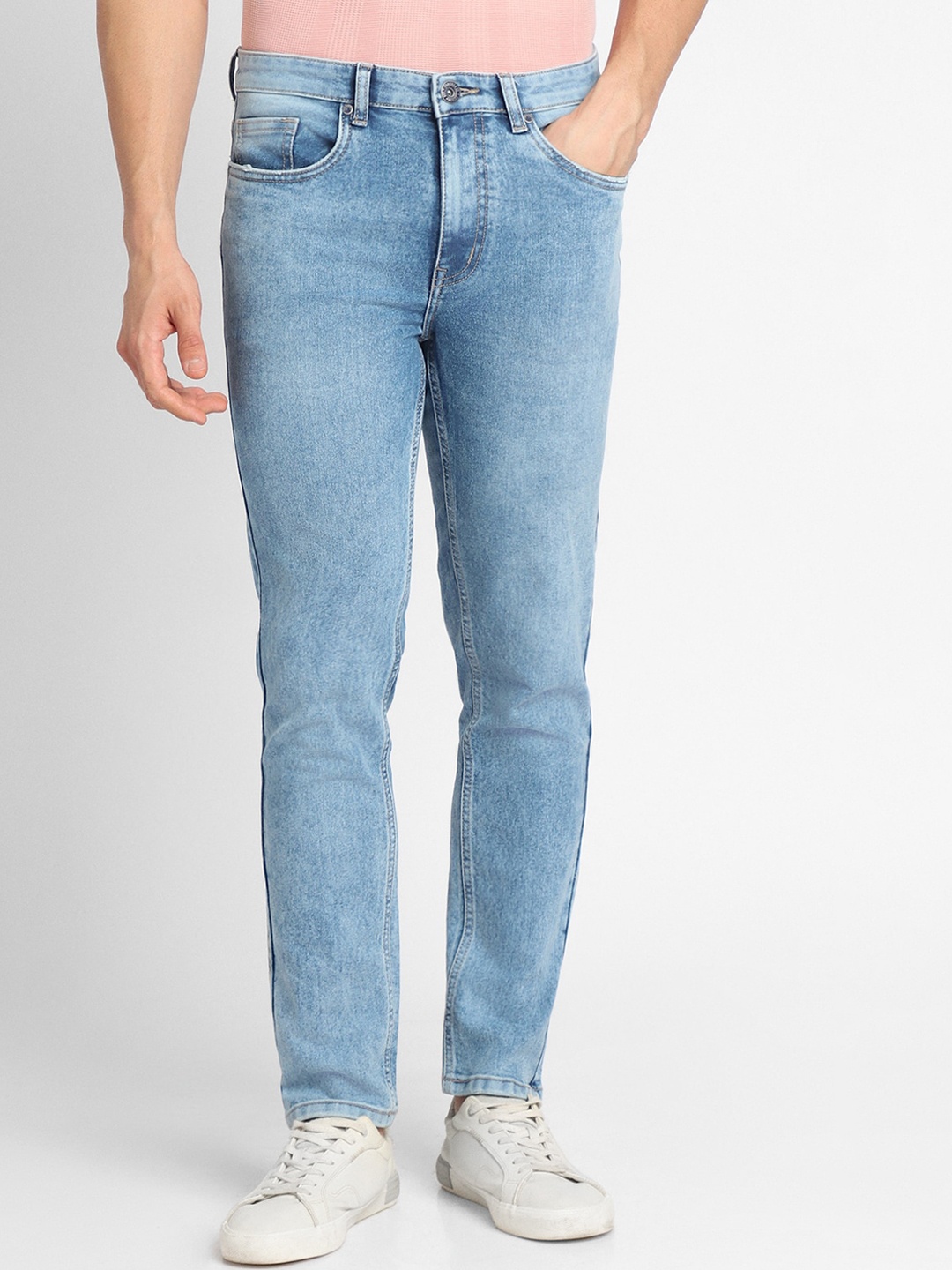 

FOREVER 21 Men Slim Fit Clean Look Heavy Fade Jeans, Blue