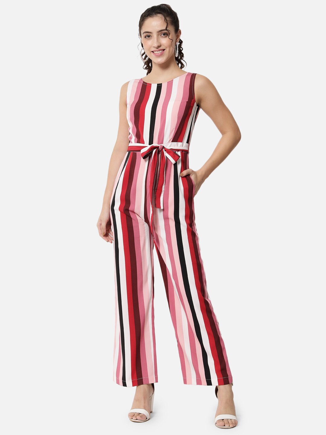 

BAESD Striped Sleeveless Basic Jumpsuit, White