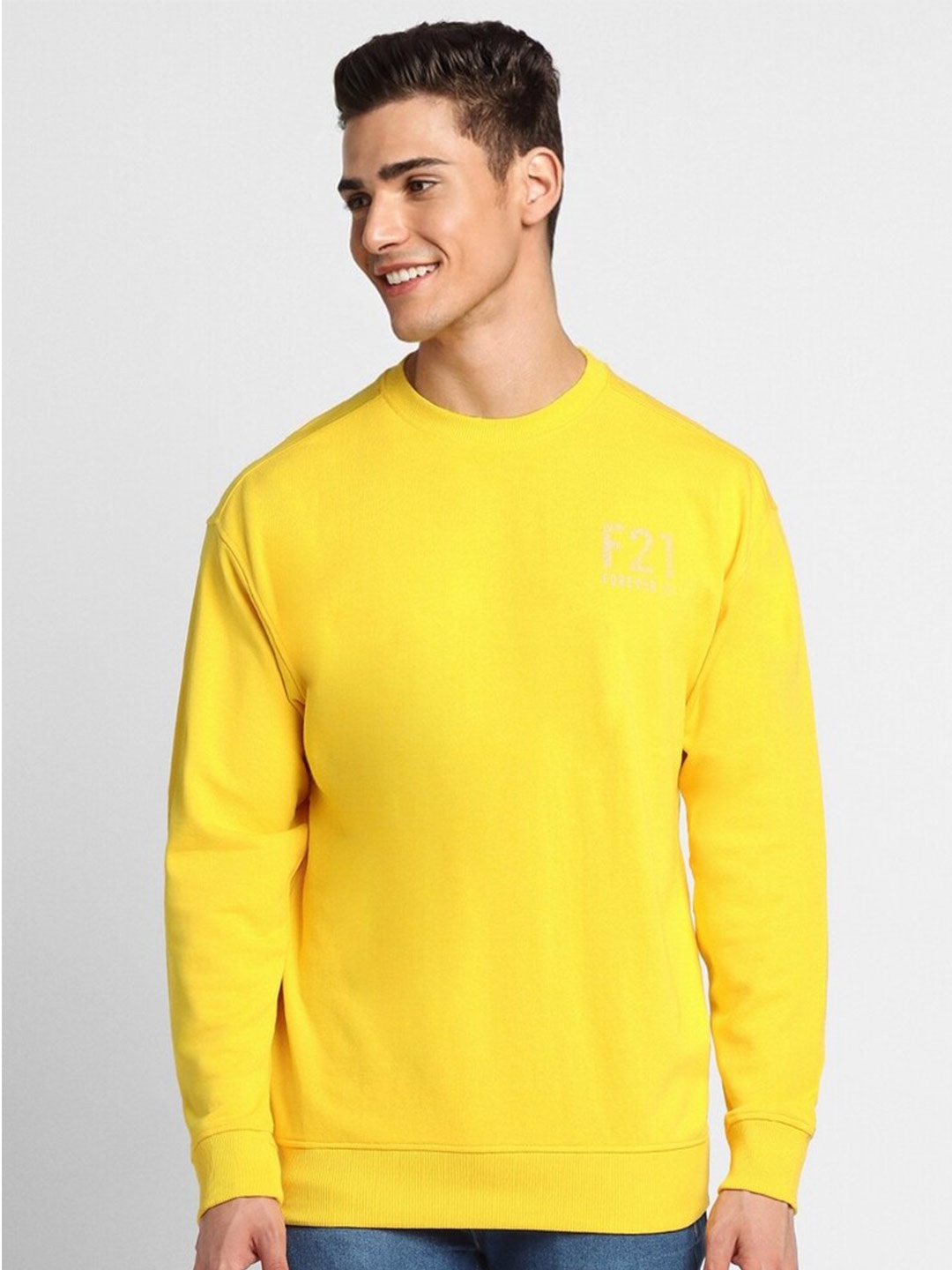 

FOREVER 21 Round Neck Pullover Sweatshirt, Yellow