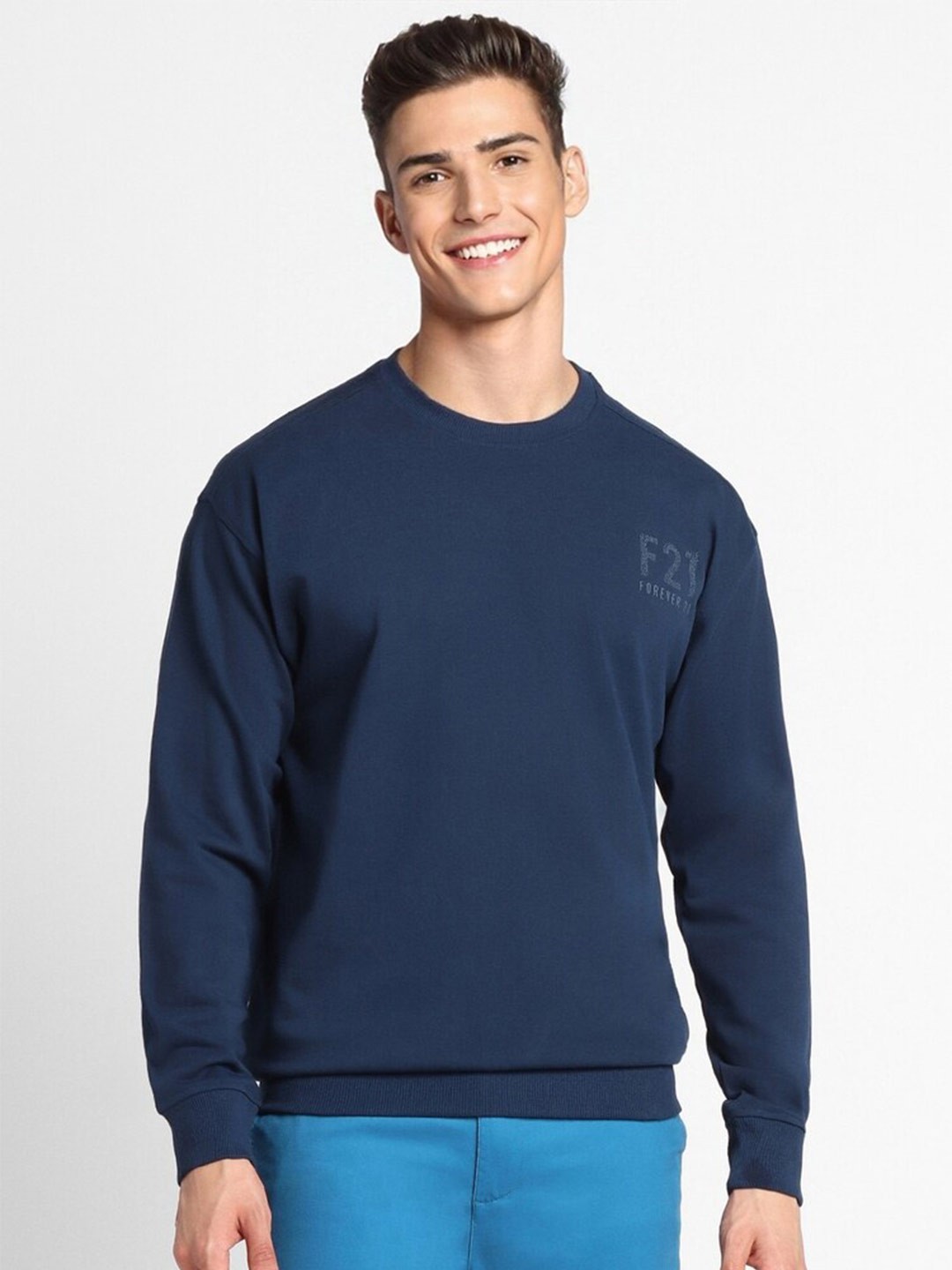 

FOREVER 21 Round Neck Pullover Sweatshirt, Navy blue