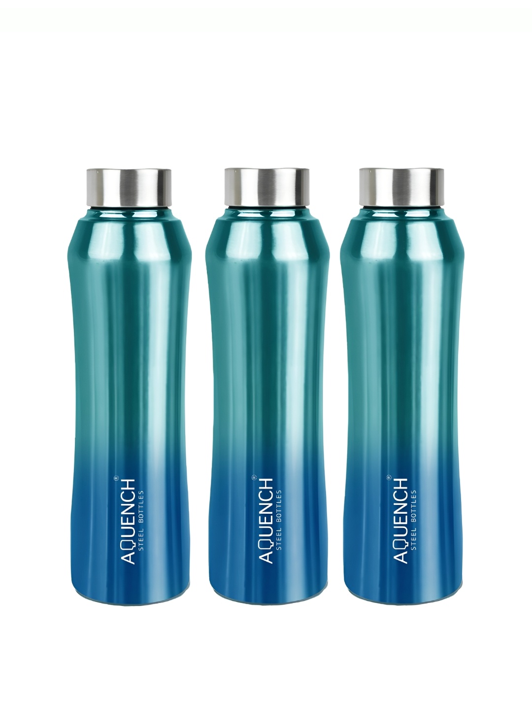 

AQUENCH Turquoise Blue 3 Pieces Stainless Steel Solid Water Bottles 1 L