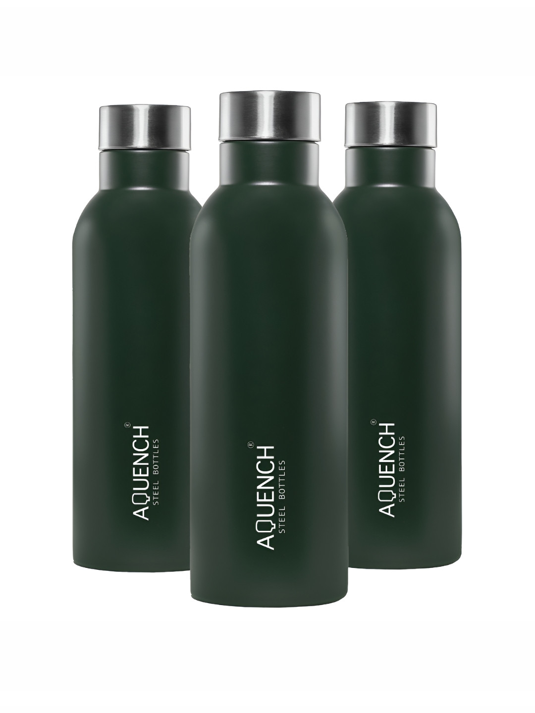 

AQUENCH Green 3 Pieces Stainless Steel Solid Water Bottles 1 L