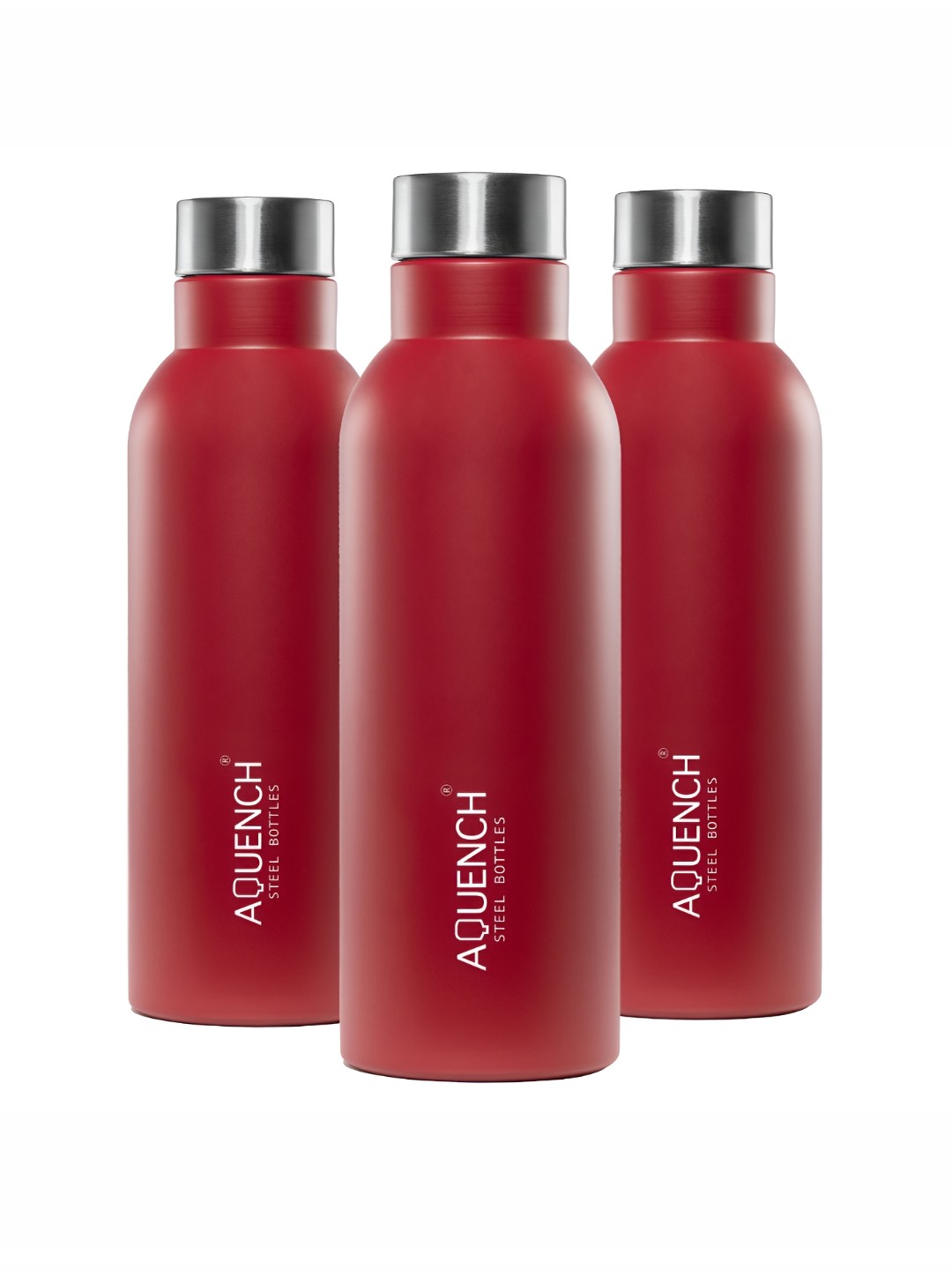 

AQUENCH Red 3 Pieces Stainless Steel Water Bottles 1 L Each