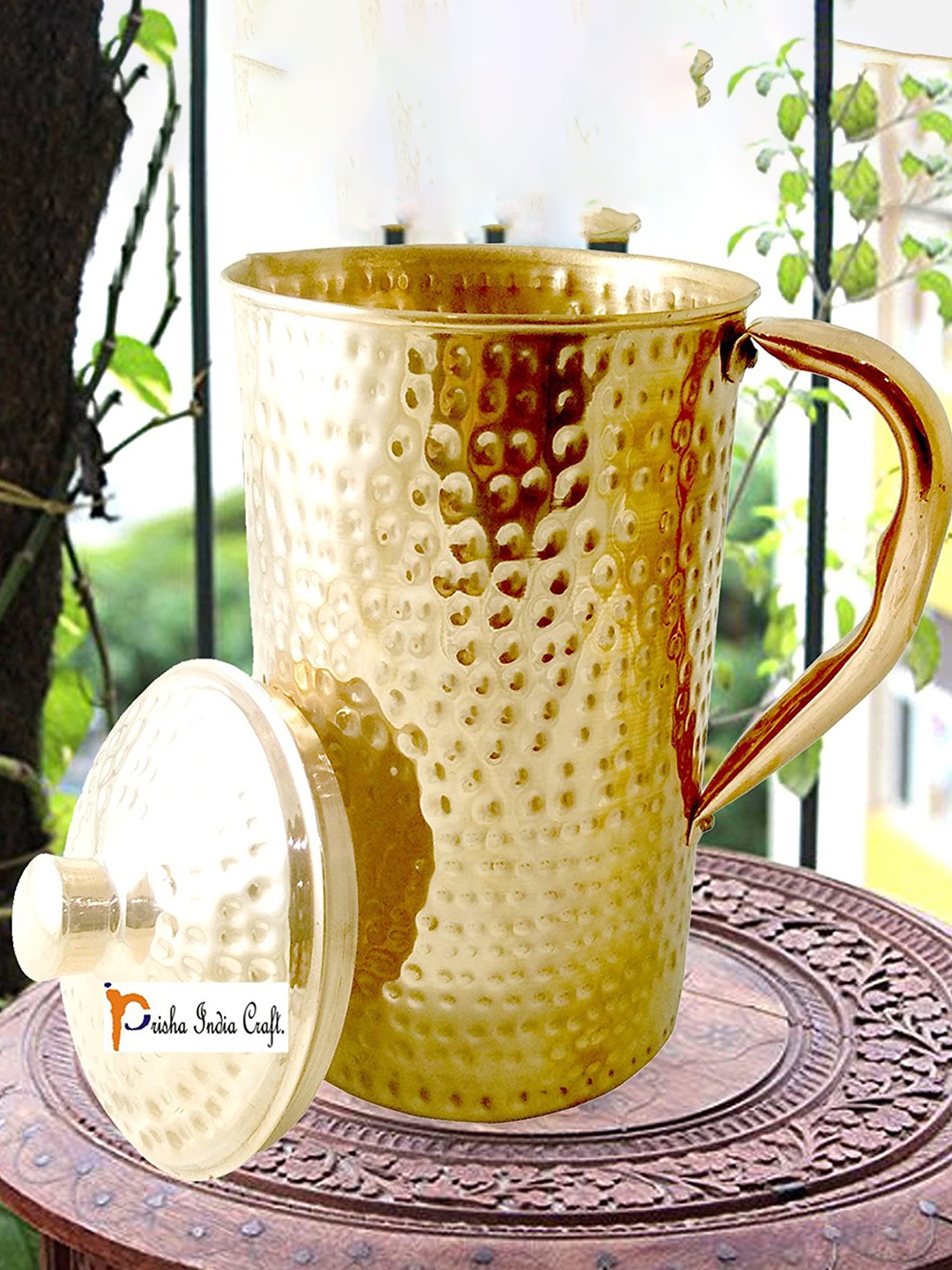 

PRISHA INDIA CRAFT Gold Toned Solid Copper Water Jug 1.45 L