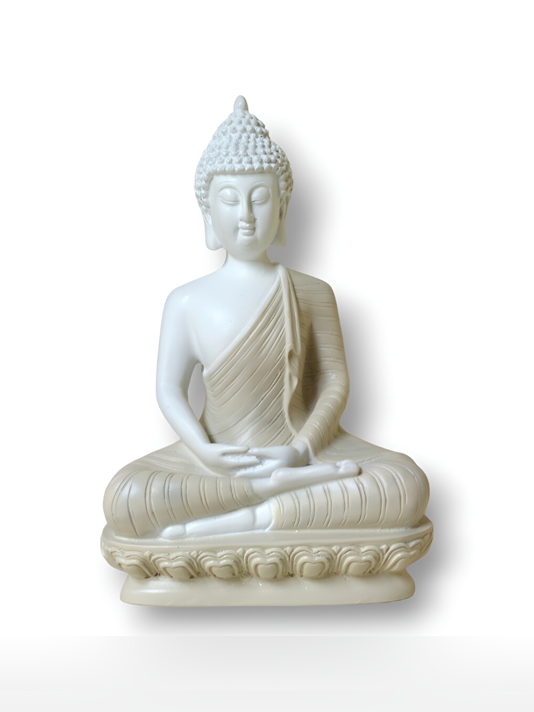 

NB Decors White Buddha Textured Idol Showpiece