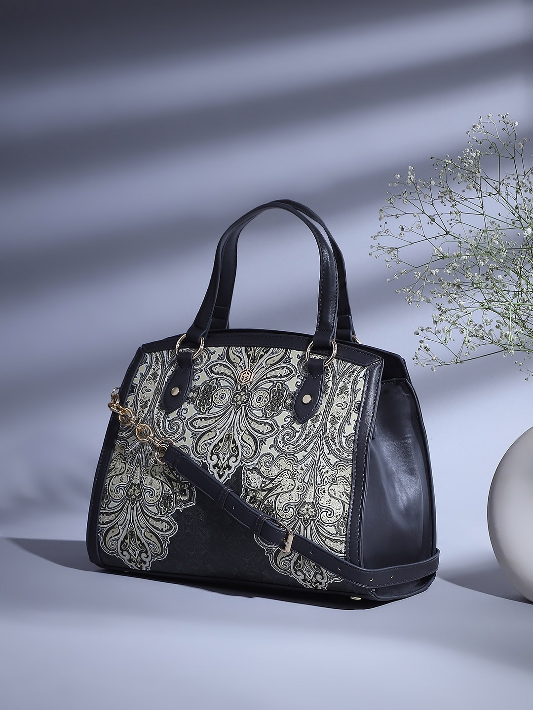 

Biba Geometric Printed Handheld Bag, Black