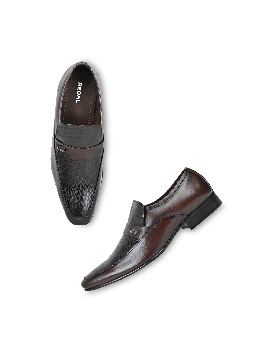 

Regal Men Textured Leather Formal Slip-On Shoes, Maroon