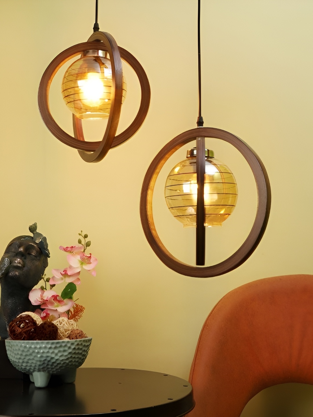 

ELIANTE Brown Black Wooden Contemporary Abstract Ceiling Lamp