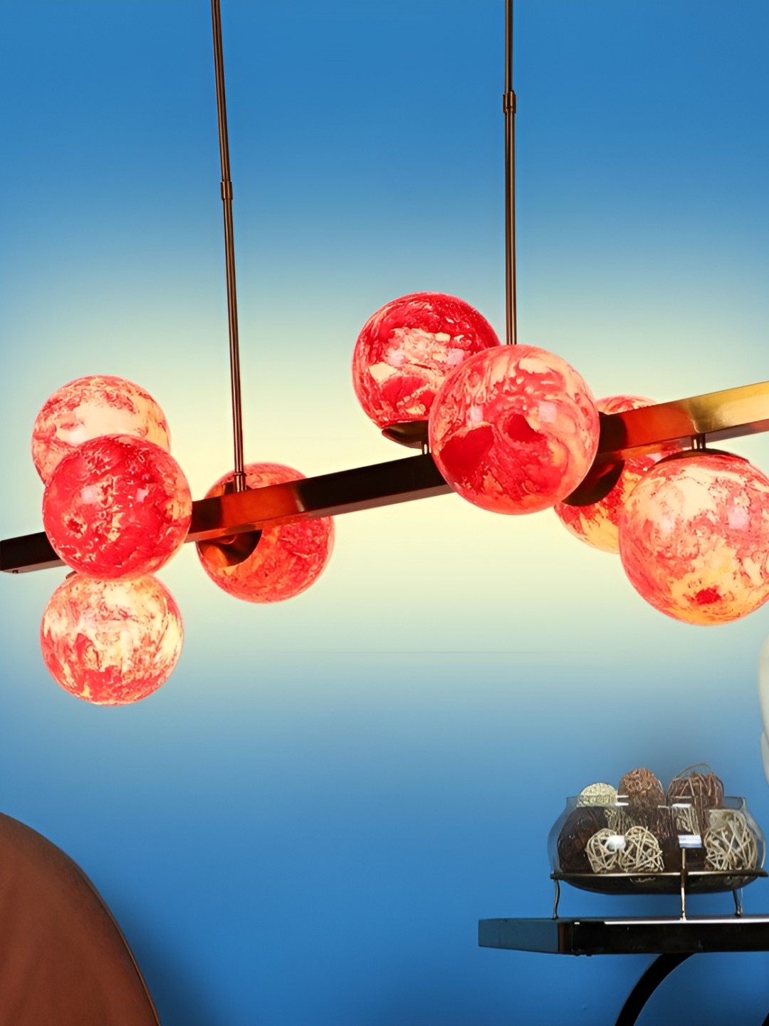 

ELIANTE Gold-Toned Red Iron Contemporary Spherical Ceiling Lamp