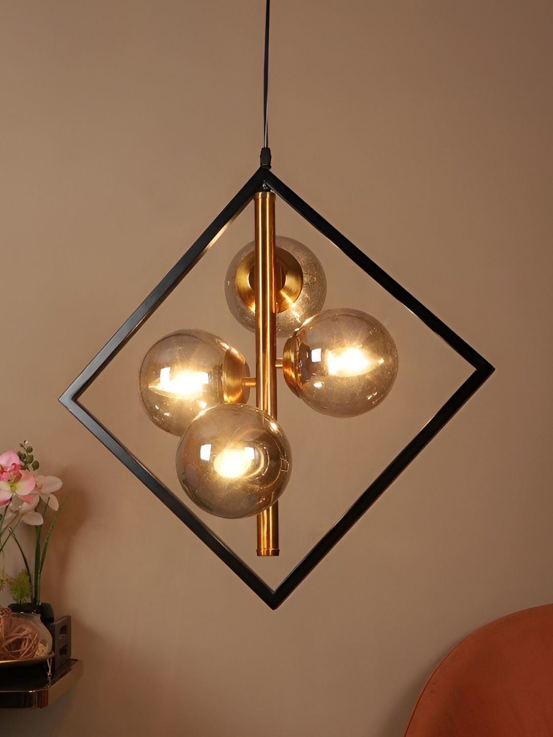 

ELIANTE Black & Gold-Tone Iron Contemporary Hanging Ceiling Lamp