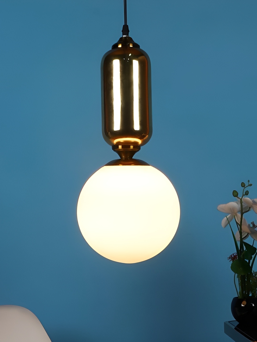 

ELIANTE Gold Toned & White Iron Contemporary Spherical Ceiling Lamp