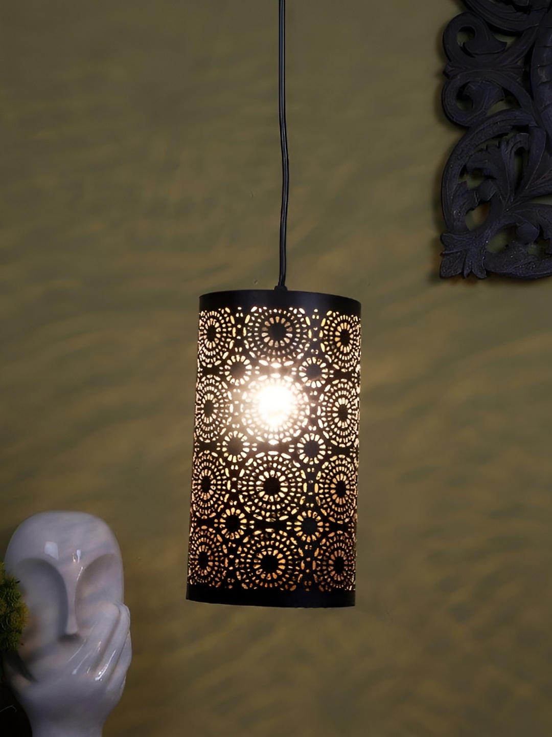 

ELIANTE Black Textured Cylinder Shaped Iron Contemporary Ceiling Lamp