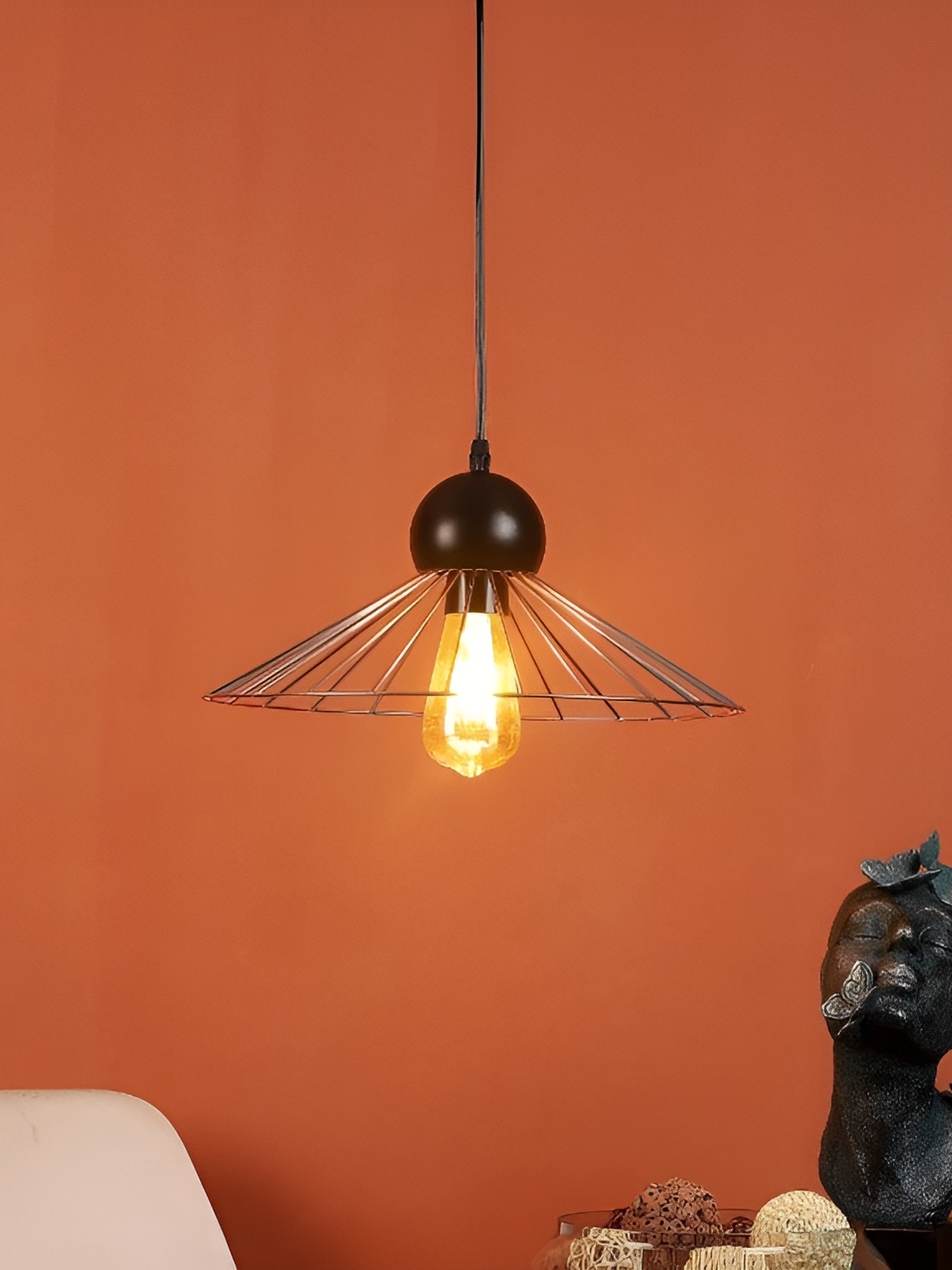 

ELIANTE CopperToned Black Iron Contemporary Hanging Ceiling Lamp, Copper