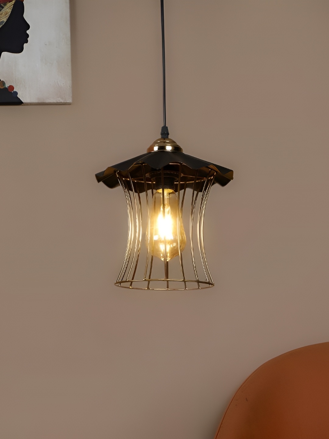 

ELIANTE Black & Gold Toned Abstract Shaped Contemporary Ceiling Lamp
