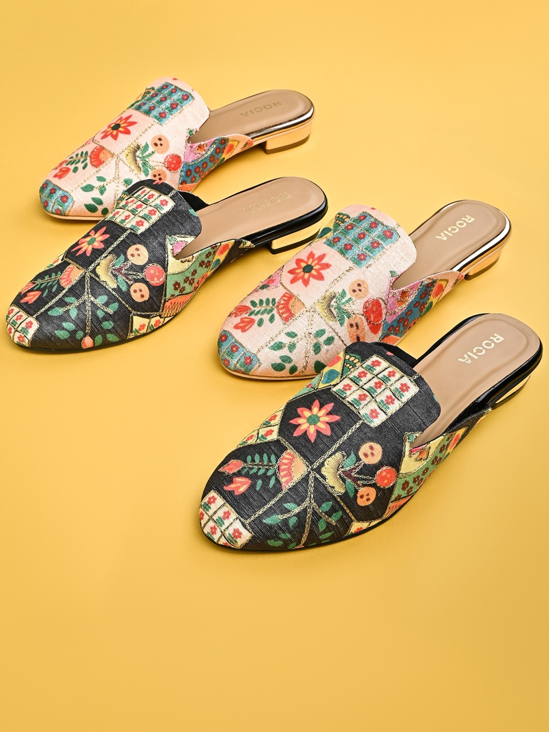 

Rocia Women Black Ethnic Mules Flats