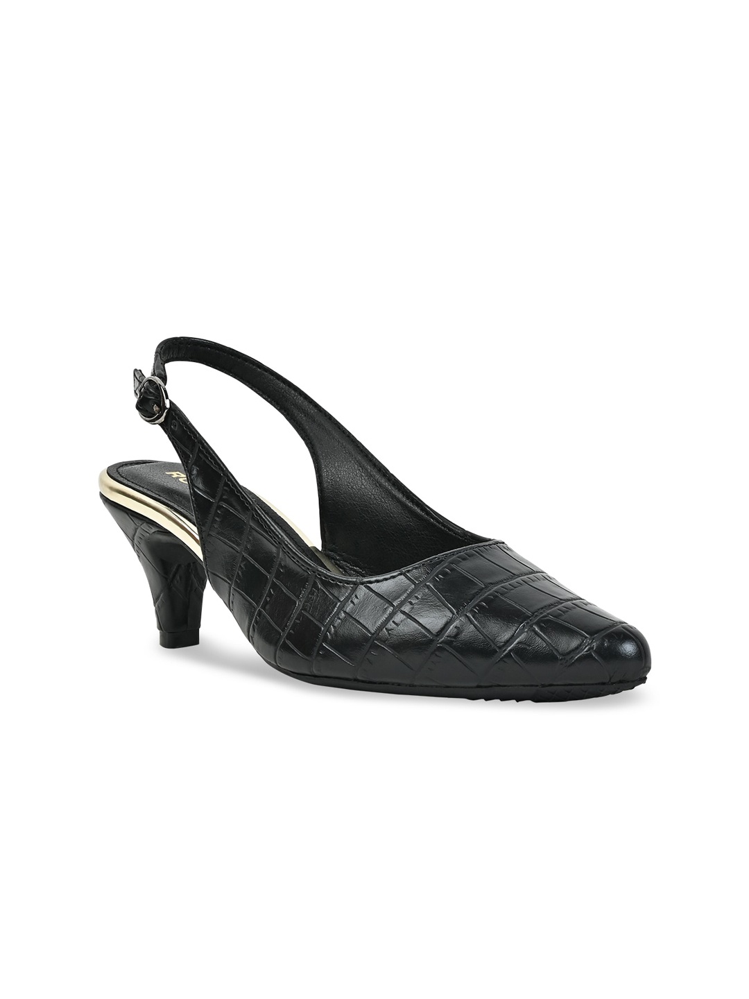 

Rocia Textured Pointed Toe Slim Heel Pumps, Black