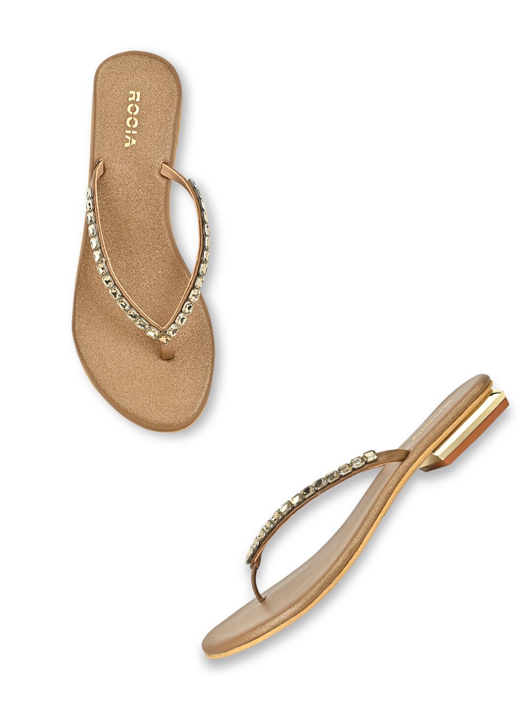 

Rocia Embellished Open Toe Flats, Gold